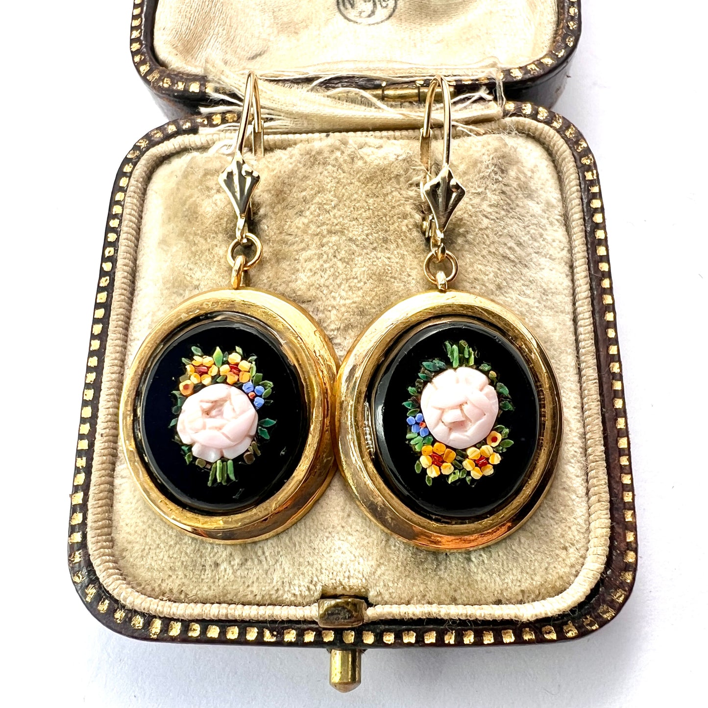 Vintage Micromosaic Earrings on 9CT Gold Wires