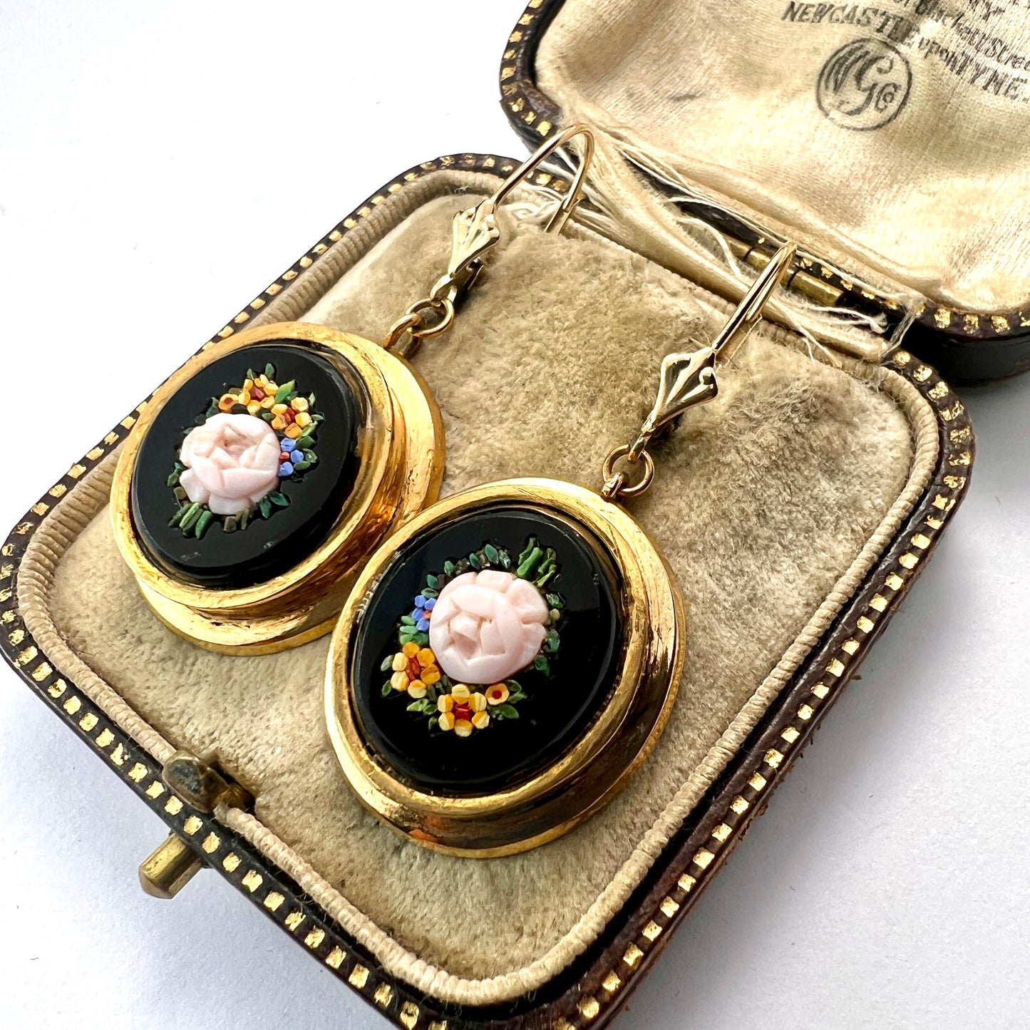 Vintage Micromosaic Earrings on 9CT Gold Wires