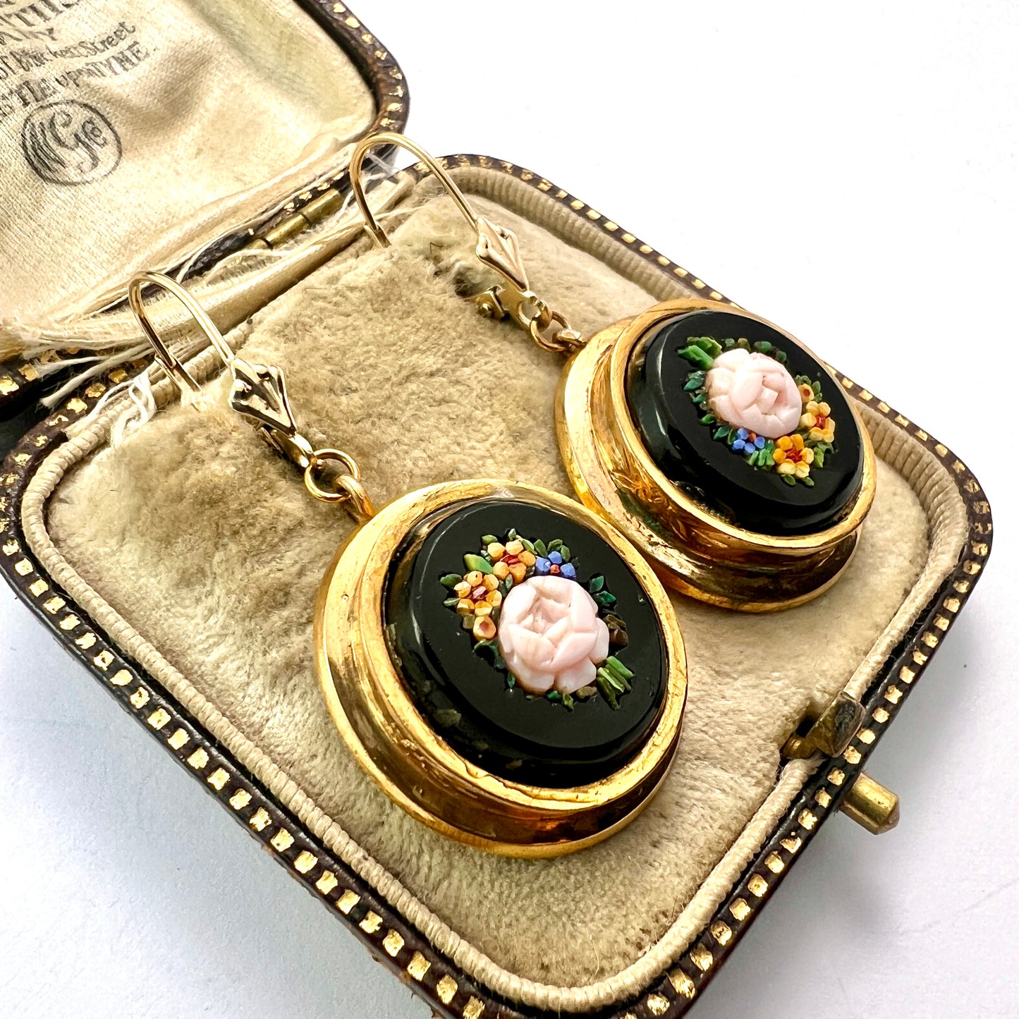 Vintage Micromosaic Earrings on 9CT Gold Wires