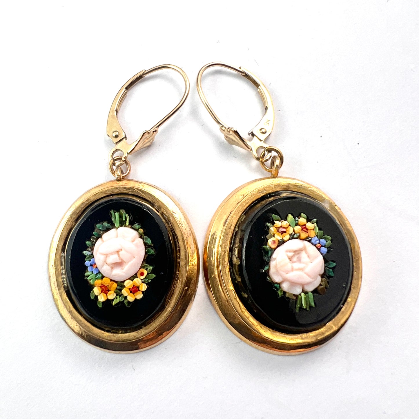 Vintage Micromosaic Earrings on 9CT Gold Wires