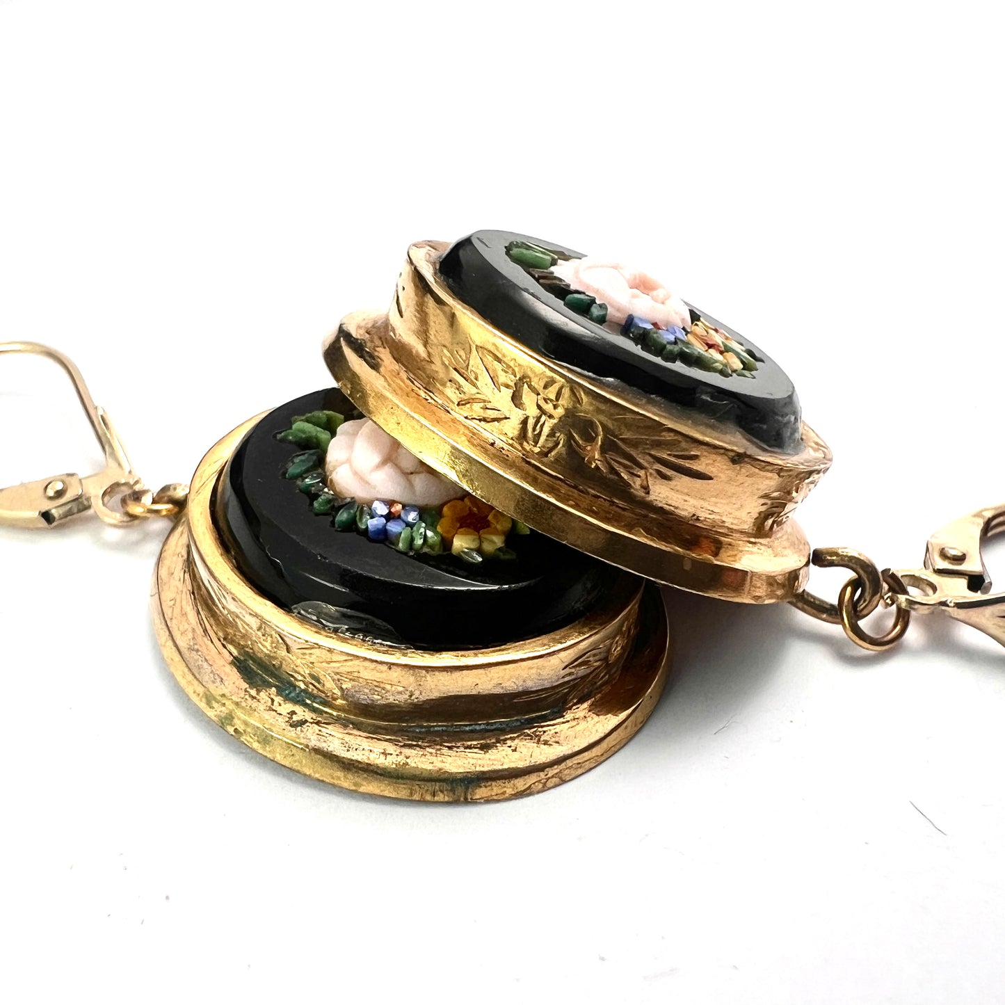 Vintage Micromosaic Earrings on 9CT Gold Wires