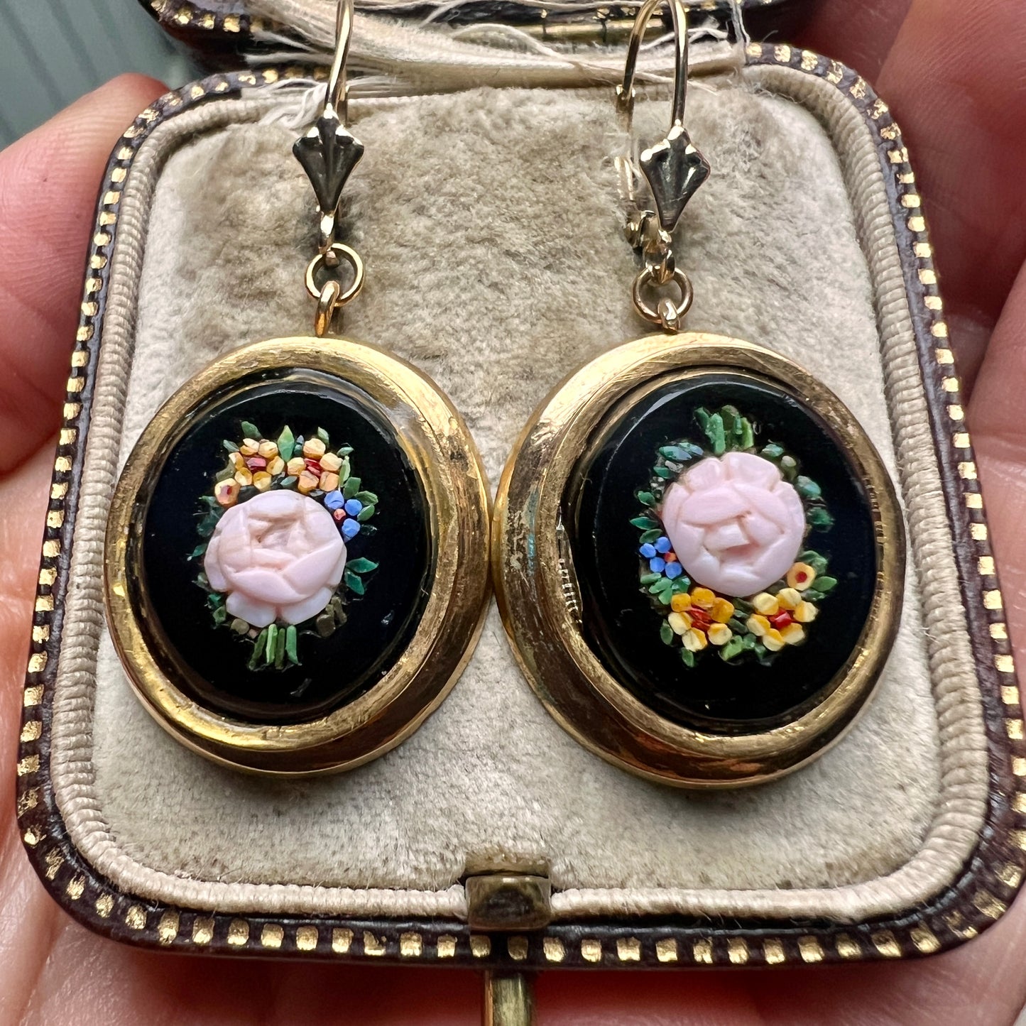 Vintage Micromosaic Earrings on 9CT Gold Wires