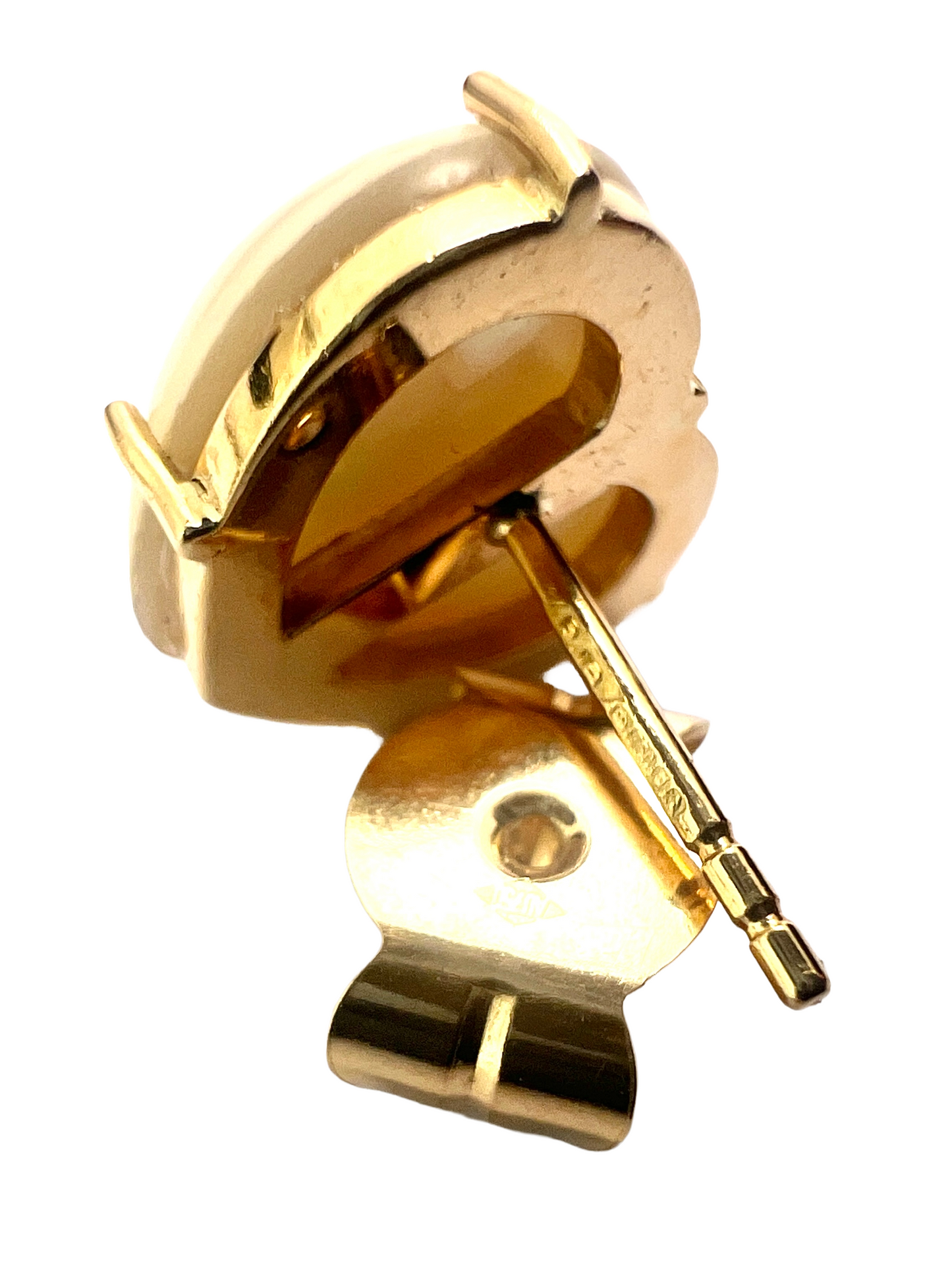 Large Vintage 18CT Gold Pearl Heart Stud Earrings