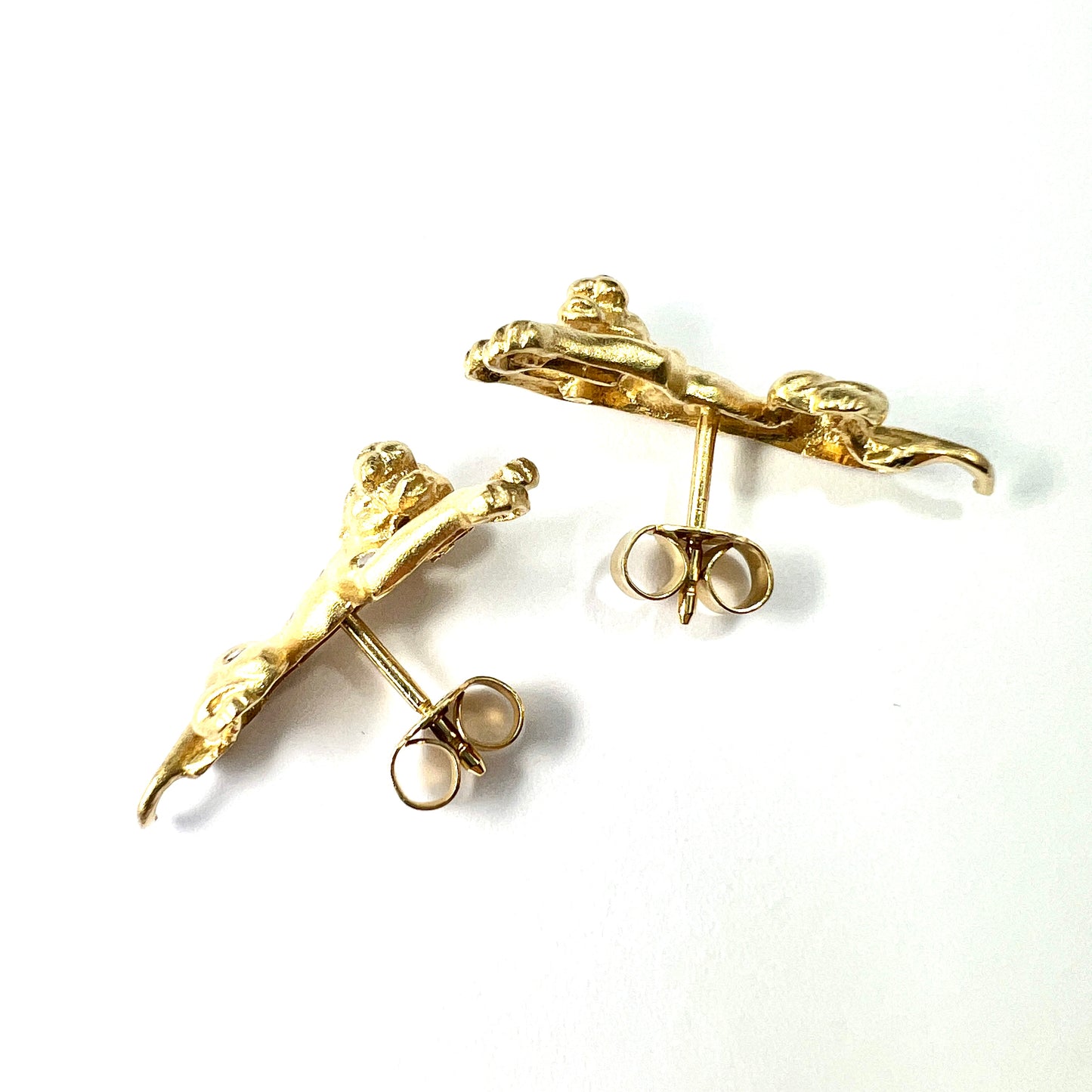 Vintage 18CT Gold Diamond-studded Panther Earrings