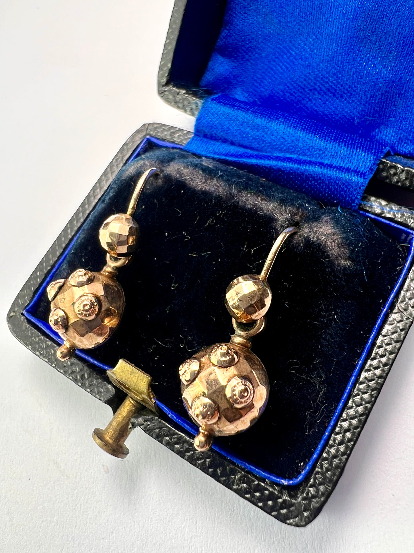 Victorian 9CT Gold Orb Drop Earrings