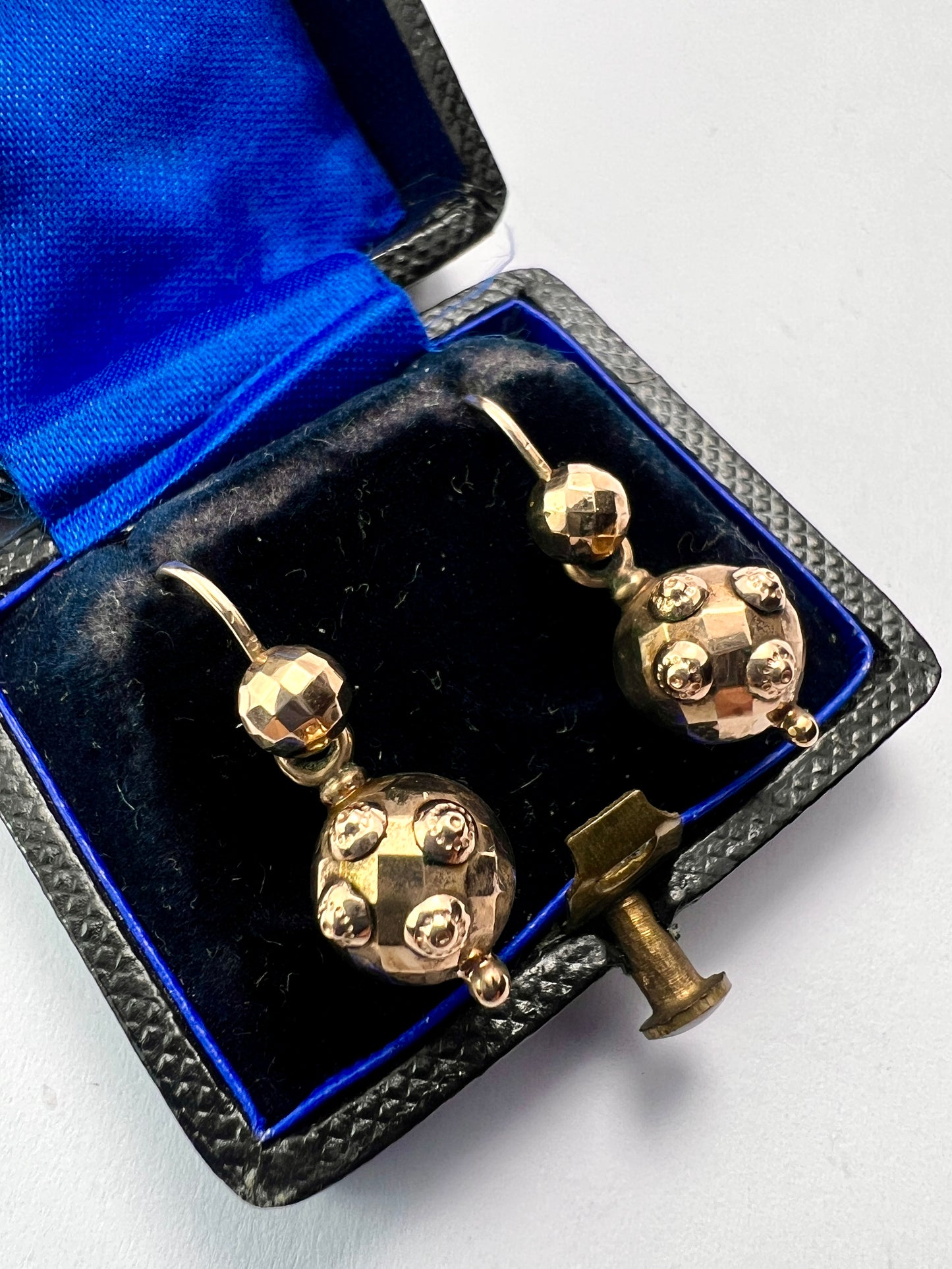 Victorian 9CT Gold Orb Drop Earrings