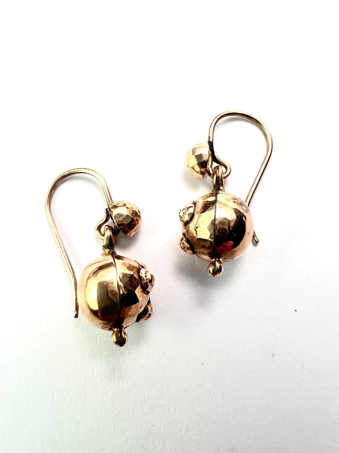 Victorian 9CT Gold Orb Drop Earrings