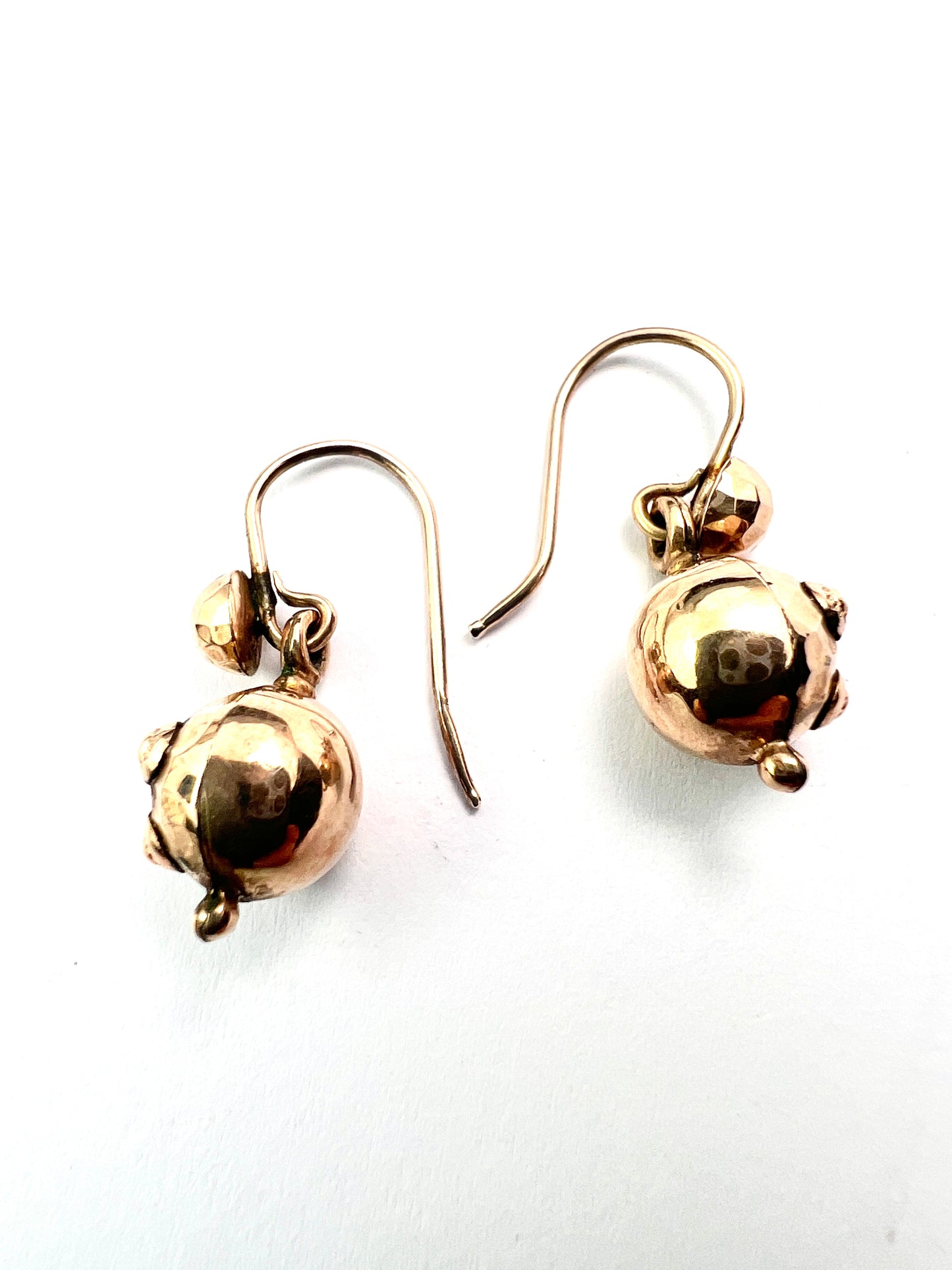 Victorian 9CT Gold Orb Drop Earrings