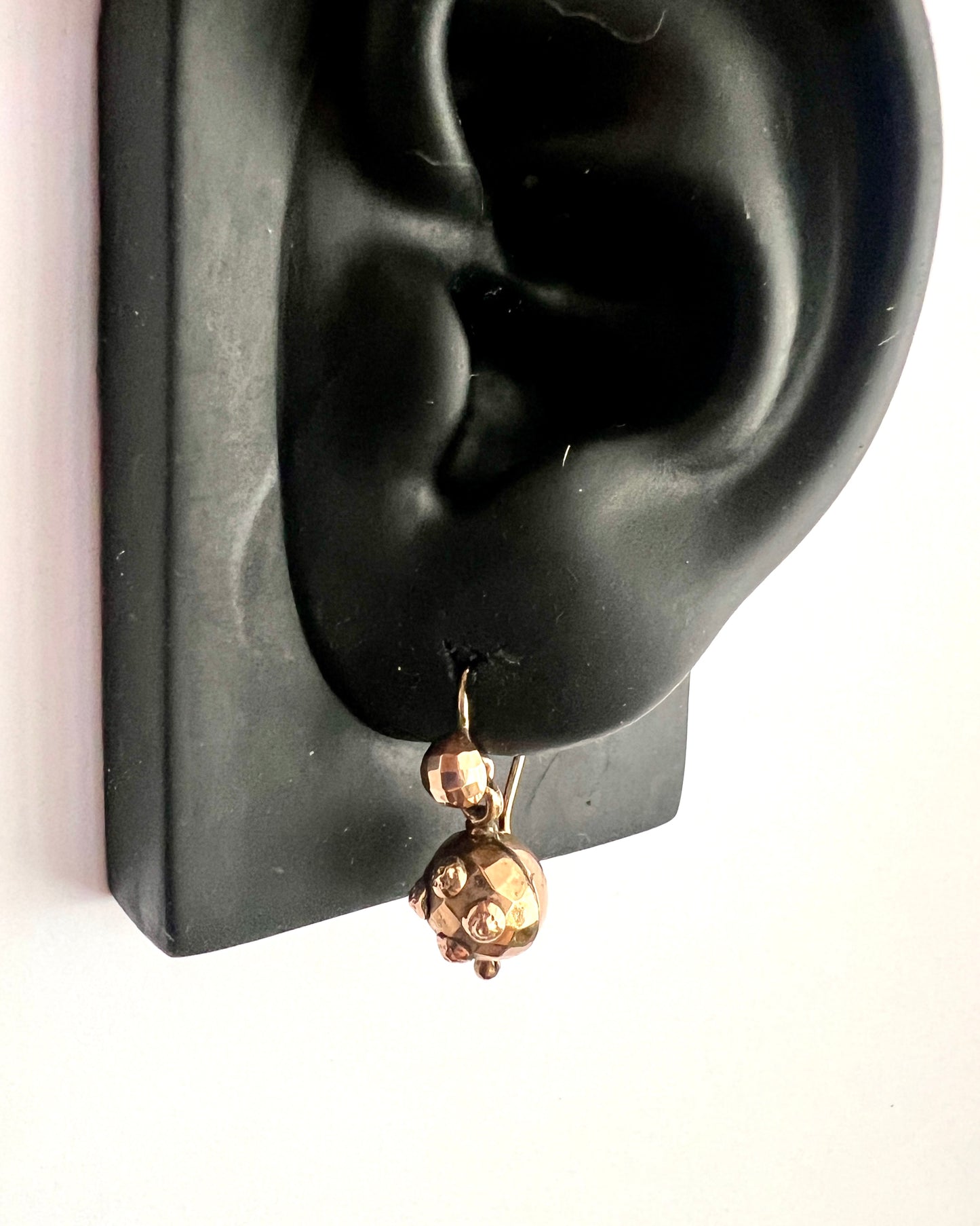 Victorian 9CT Gold Orb Drop Earrings