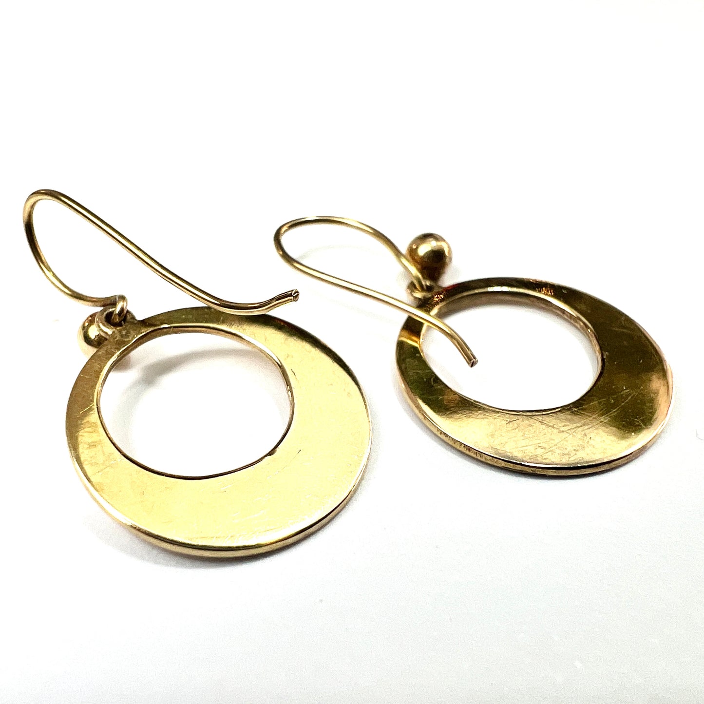 Vintage 9CT Gold Floral Engraved Disc Earrings