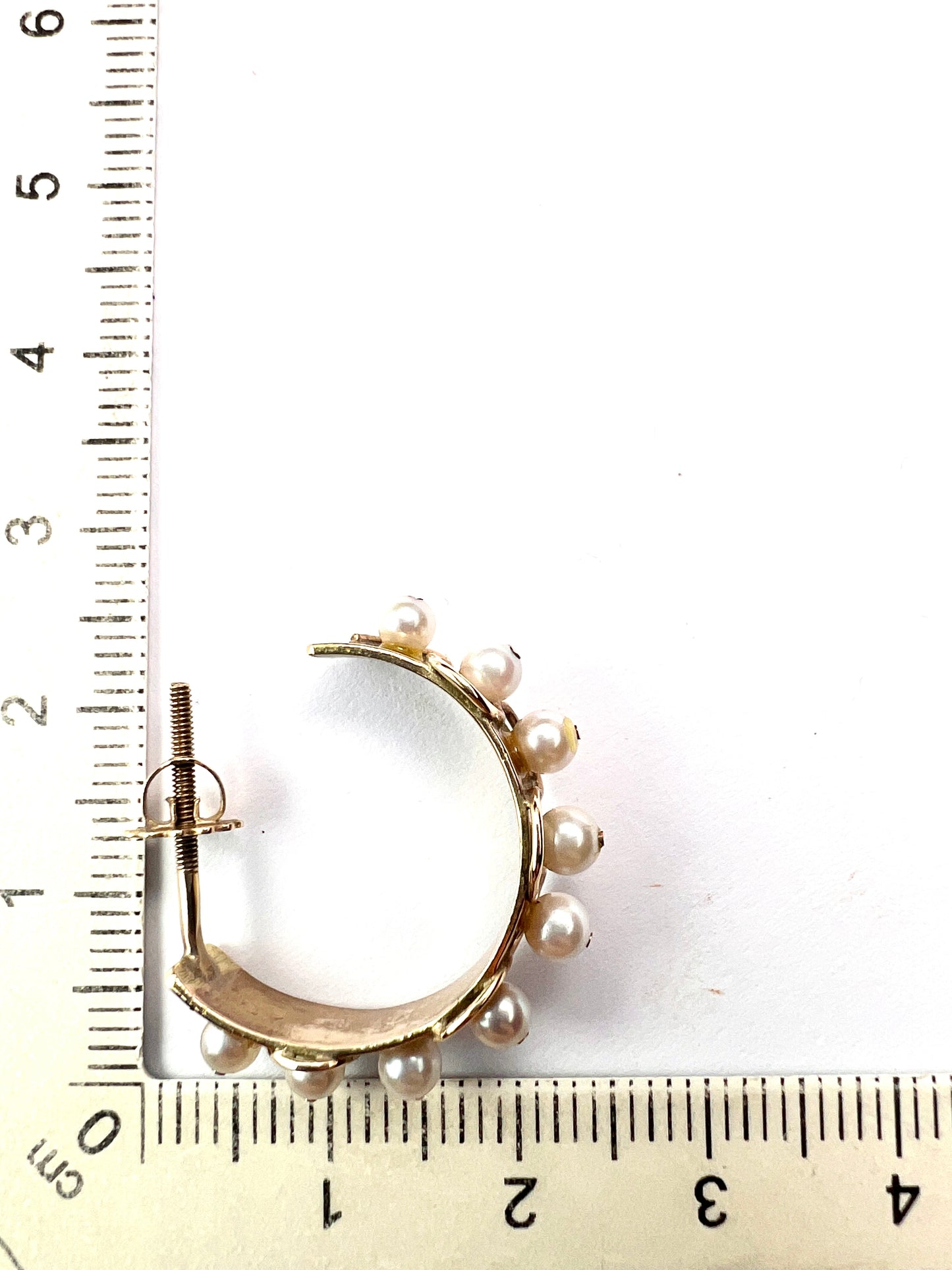 Rare Vintage Pearl 9CT Gold Hoop Earrings
