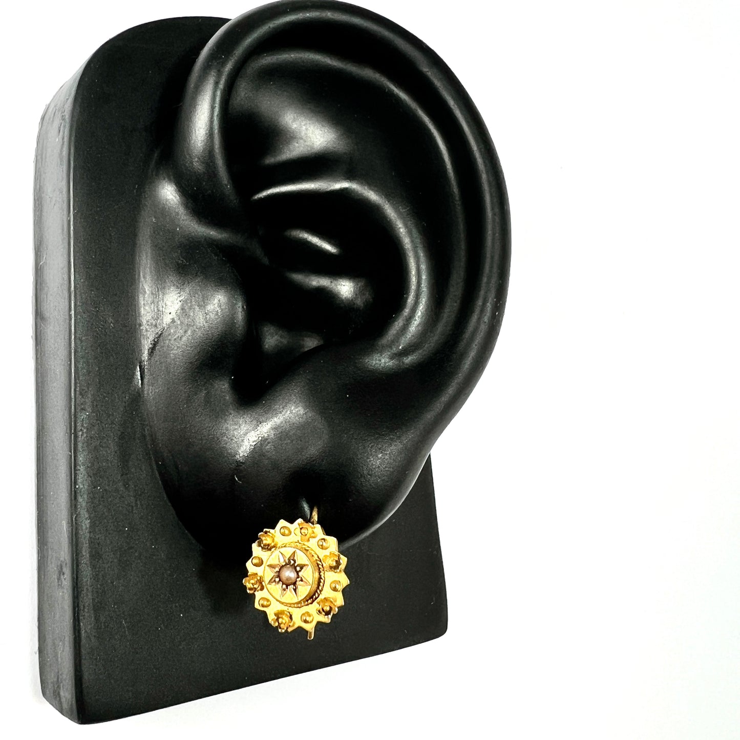 Victorian 15CT Gold and Pearl Flower Earrings