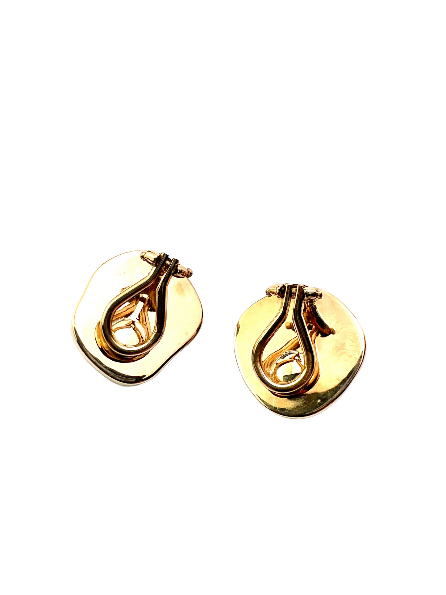 Vintage Modernist 9CT Gold Turquoise Matrix Ear Clips