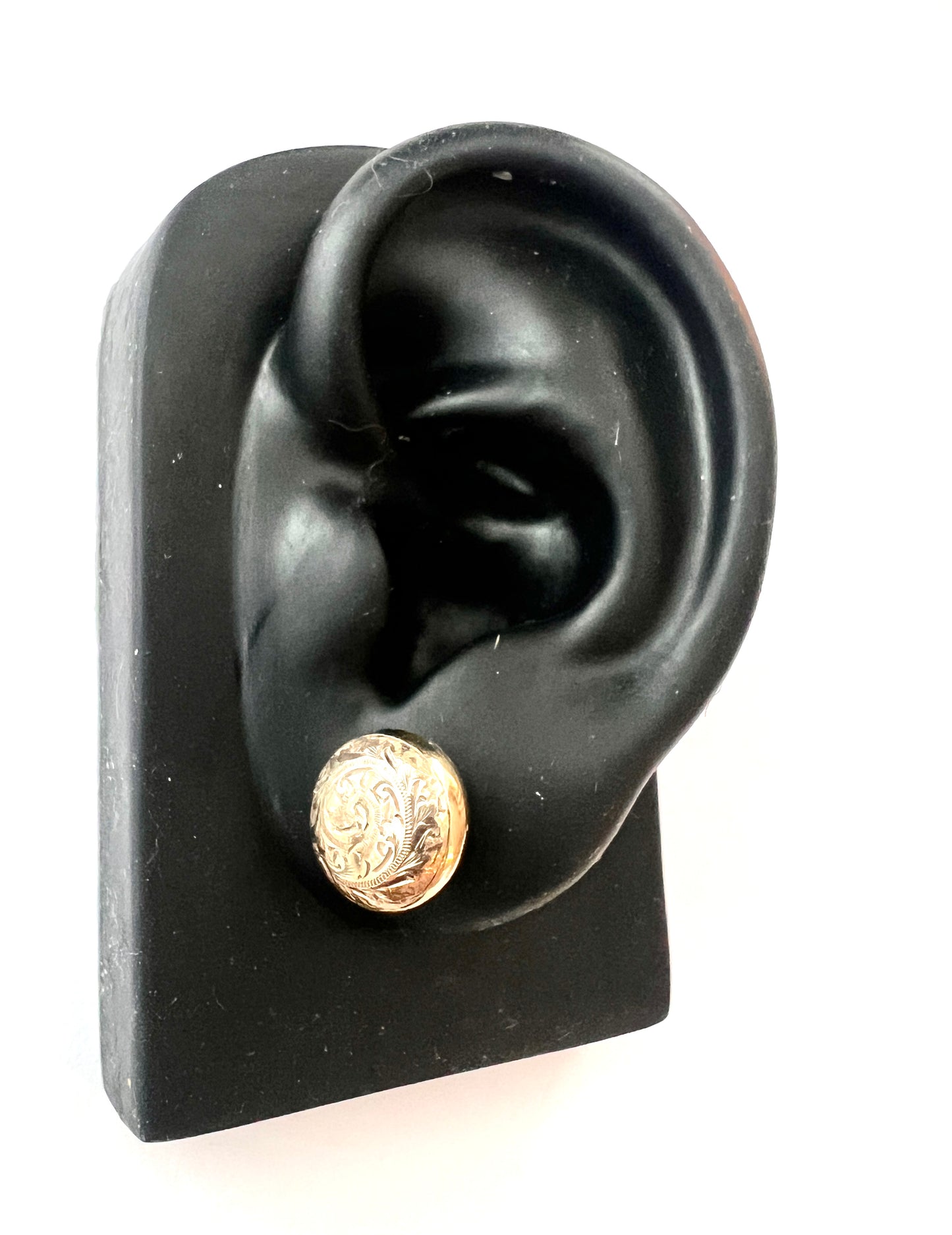 Vintage Deakin & Francis Gold Engraved Button Stud Earrings