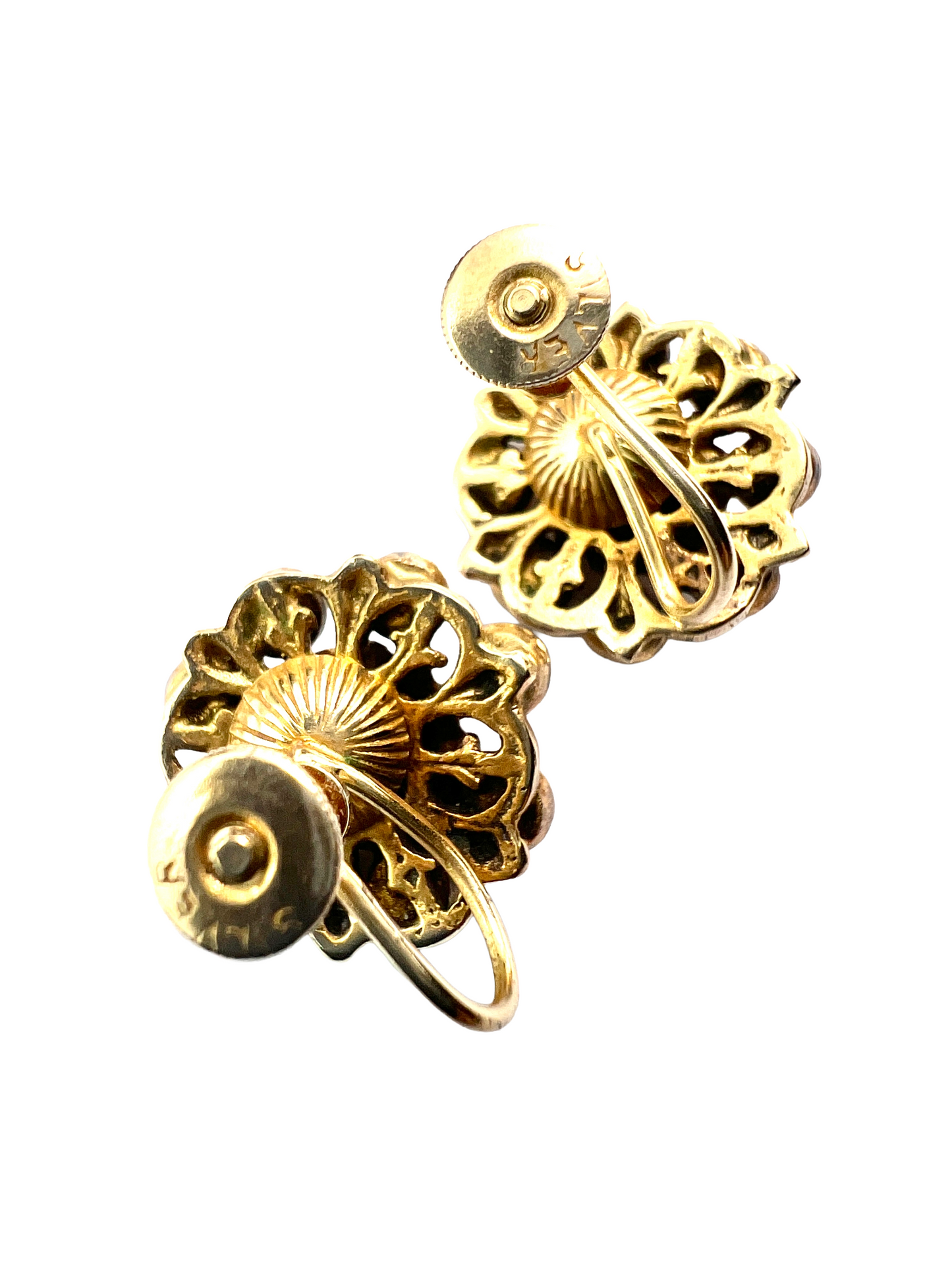 Antique Austro Hungarian Silver Gilt Garnet Halo Earrings