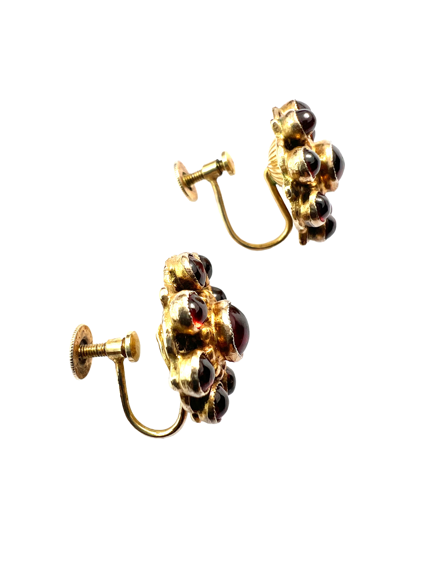 Antique Austro Hungarian Silver Gilt Garnet Halo Earrings