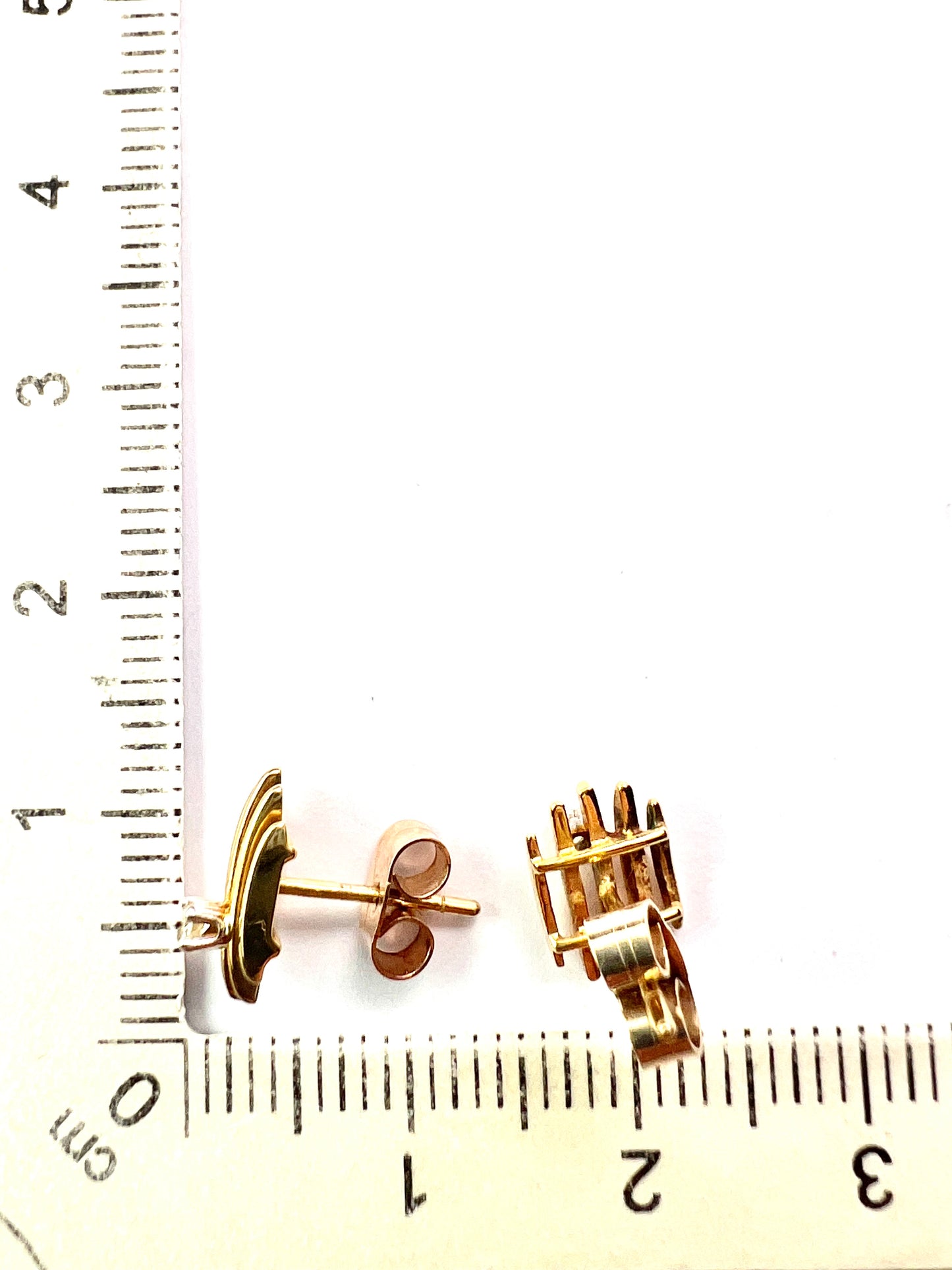 Vintage 9CT Gold Diamond Modernist Studs • Boxed Mappin & Webb Earrings
