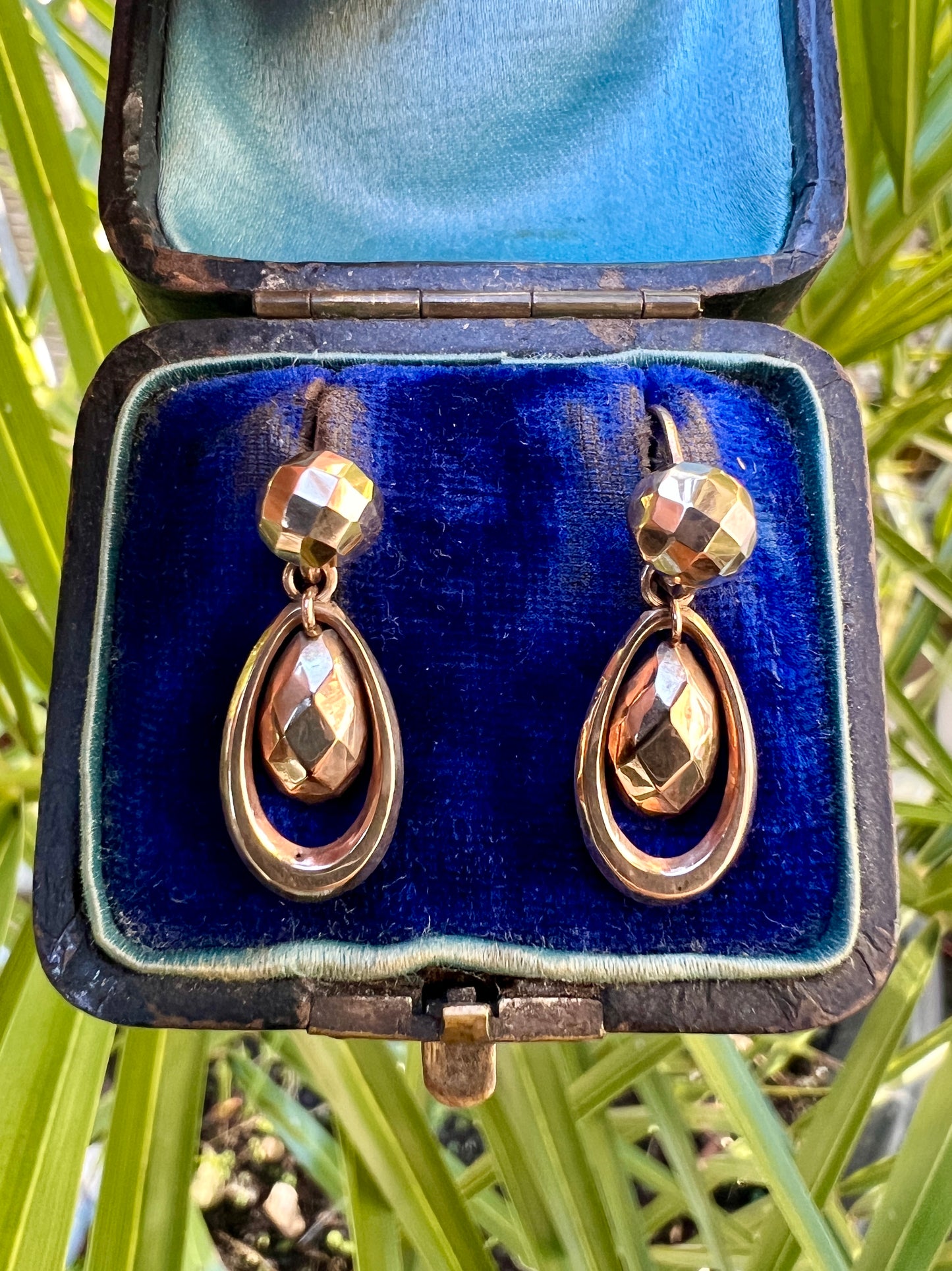 Victorian 9CT Gold Teardrop Day-to-Night Earrings