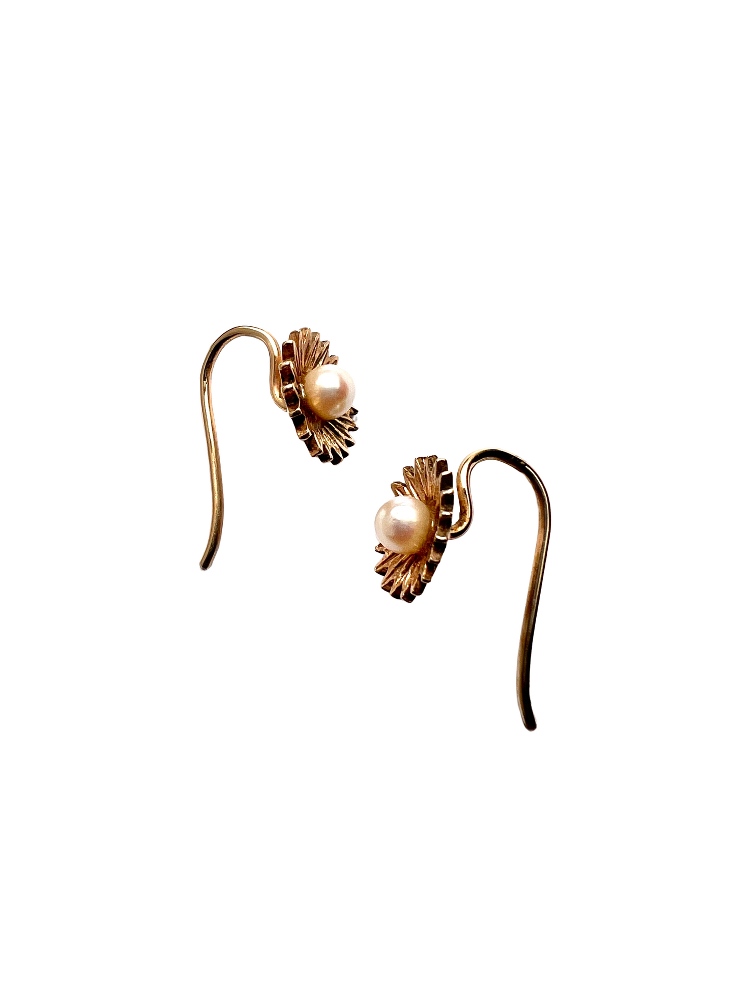 Vintage 9CT Gold Pearl Sunflower Earrings