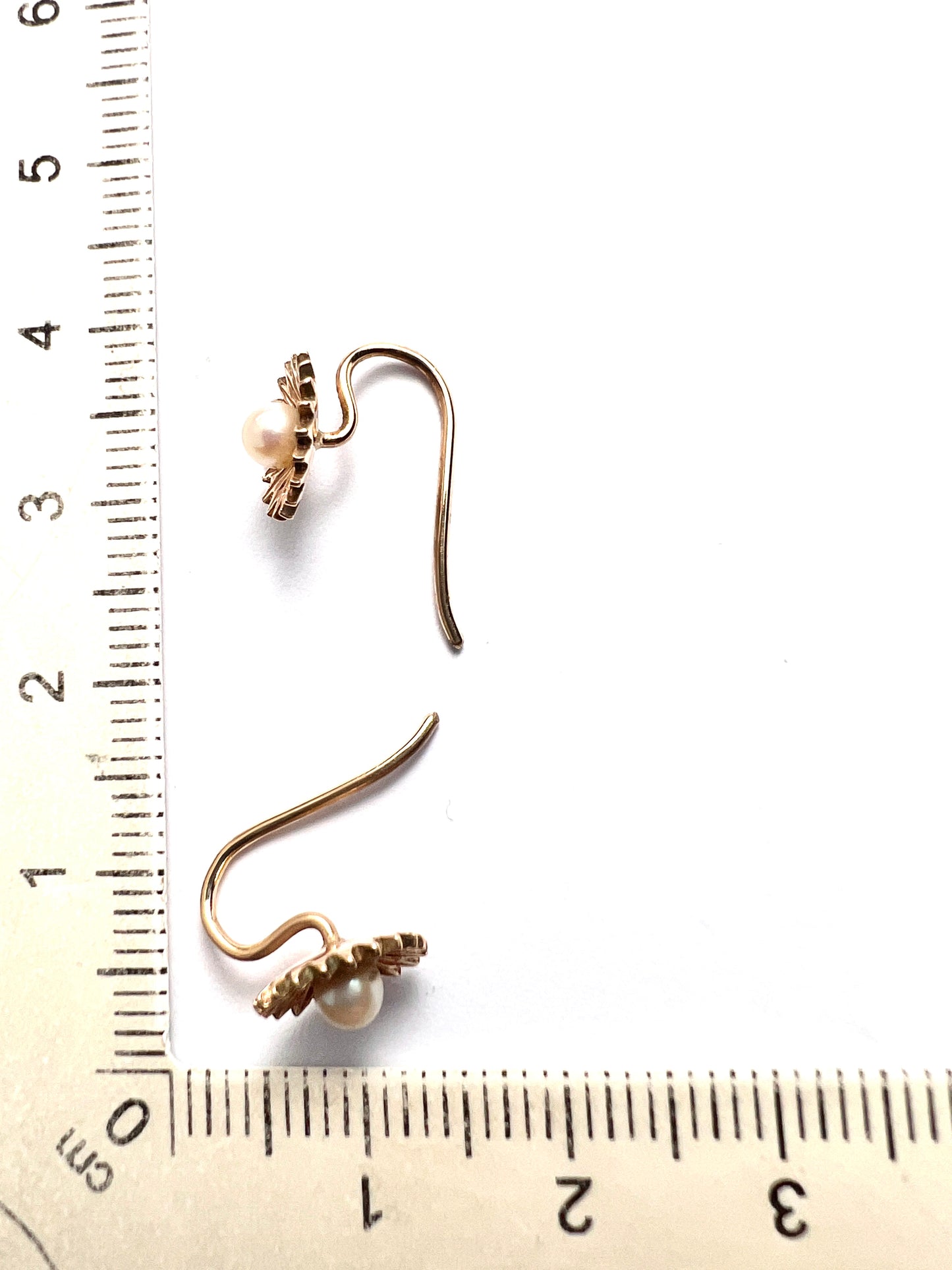 Vintage 9CT Gold Pearl Sunflower Earrings