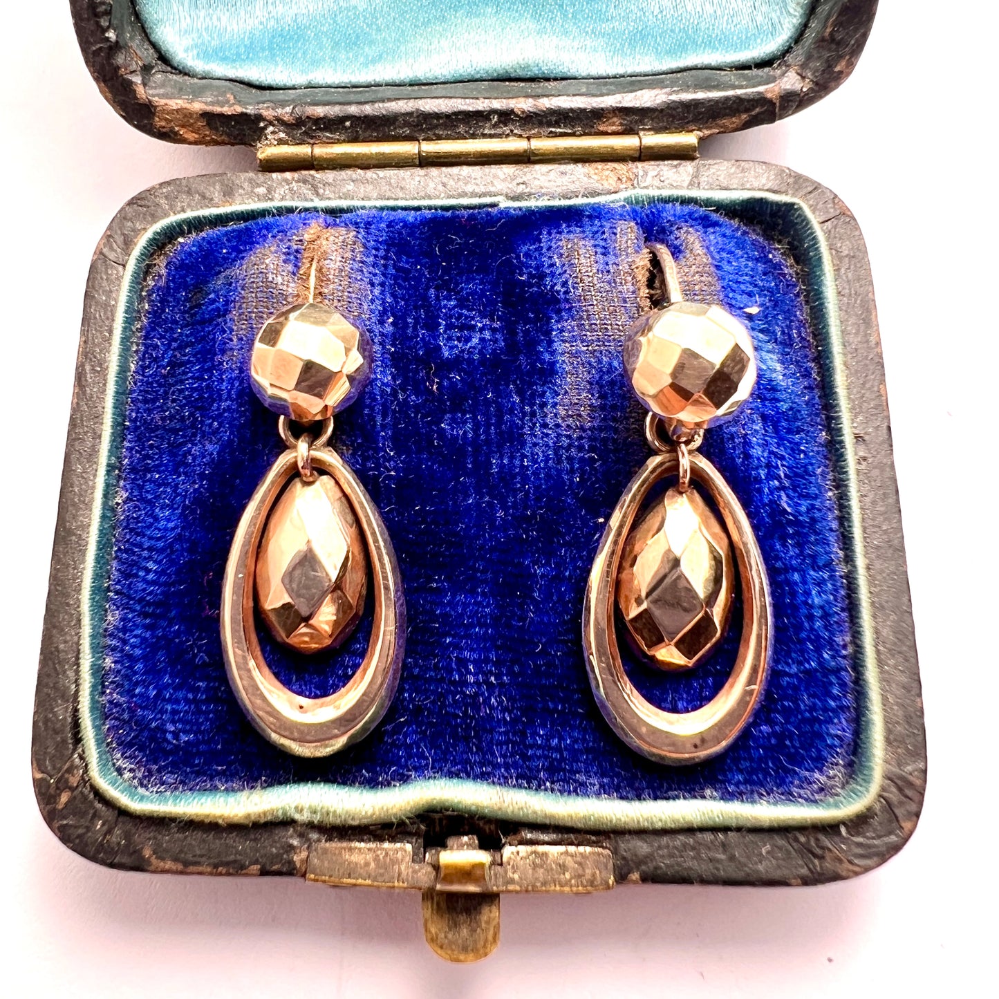 Victorian 9CT Gold Teardrop Day-to-Night Earrings