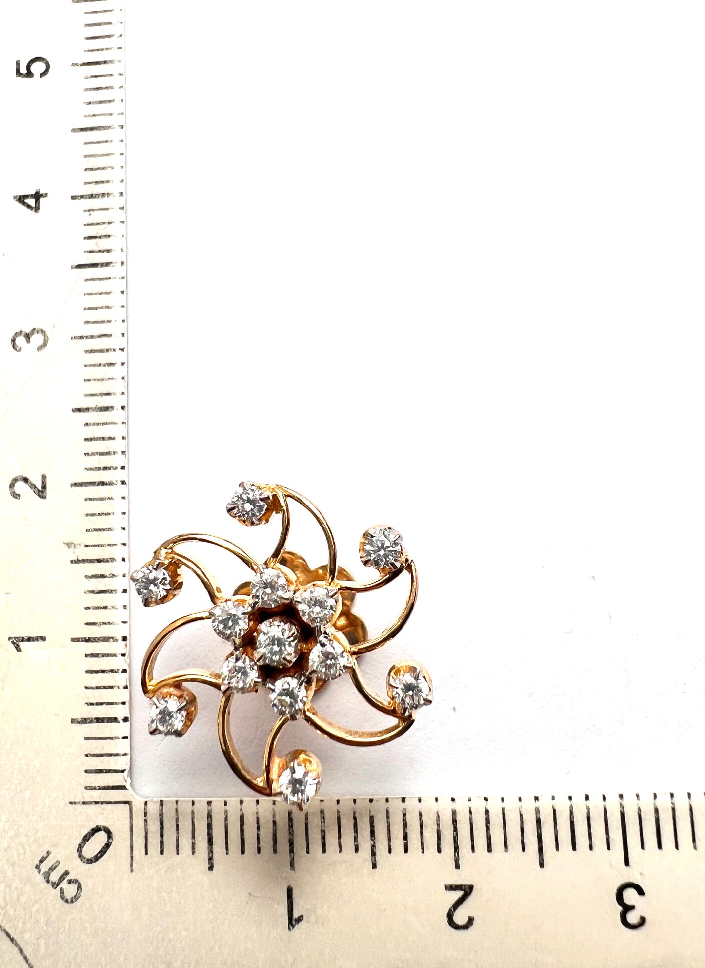Vintage 18CT Gold Diamond Swirl Stud Earrings