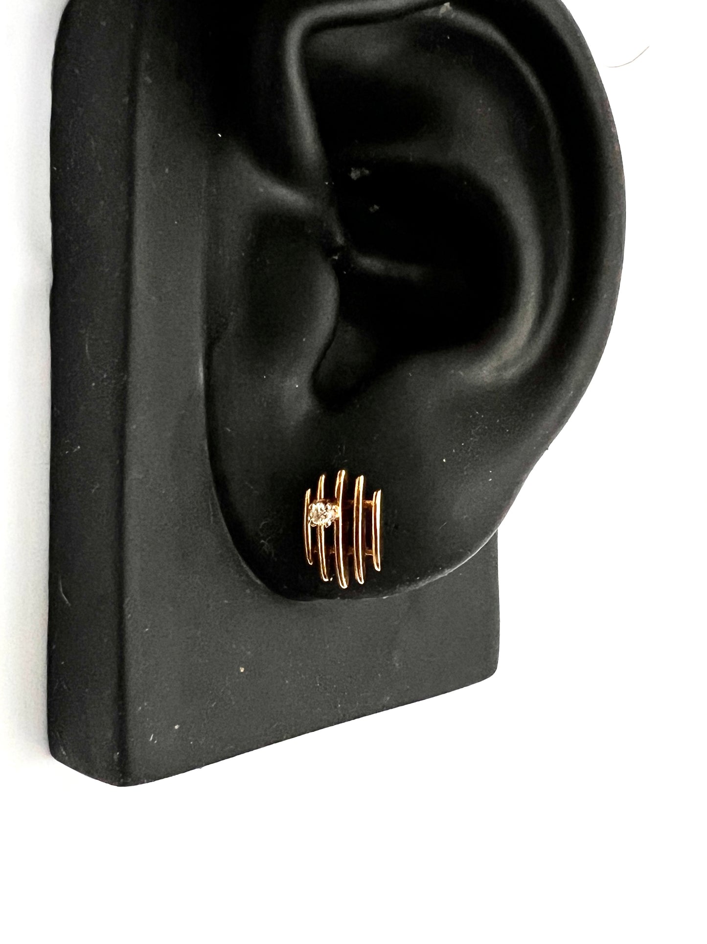 Vintage 9CT Gold Diamond Modernist Studs • Boxed Mappin & Webb Earrings
