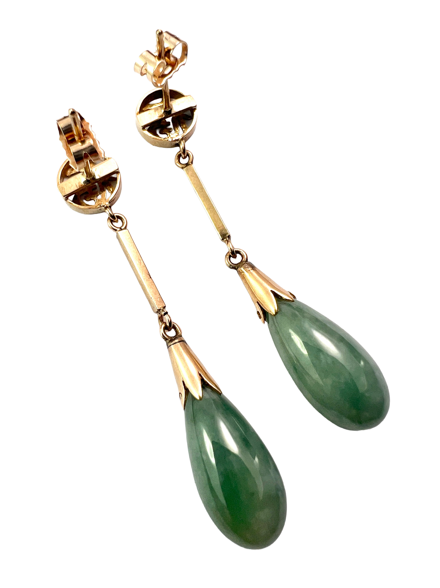 Vintage Gold Drop Chinese Blessing Earrings