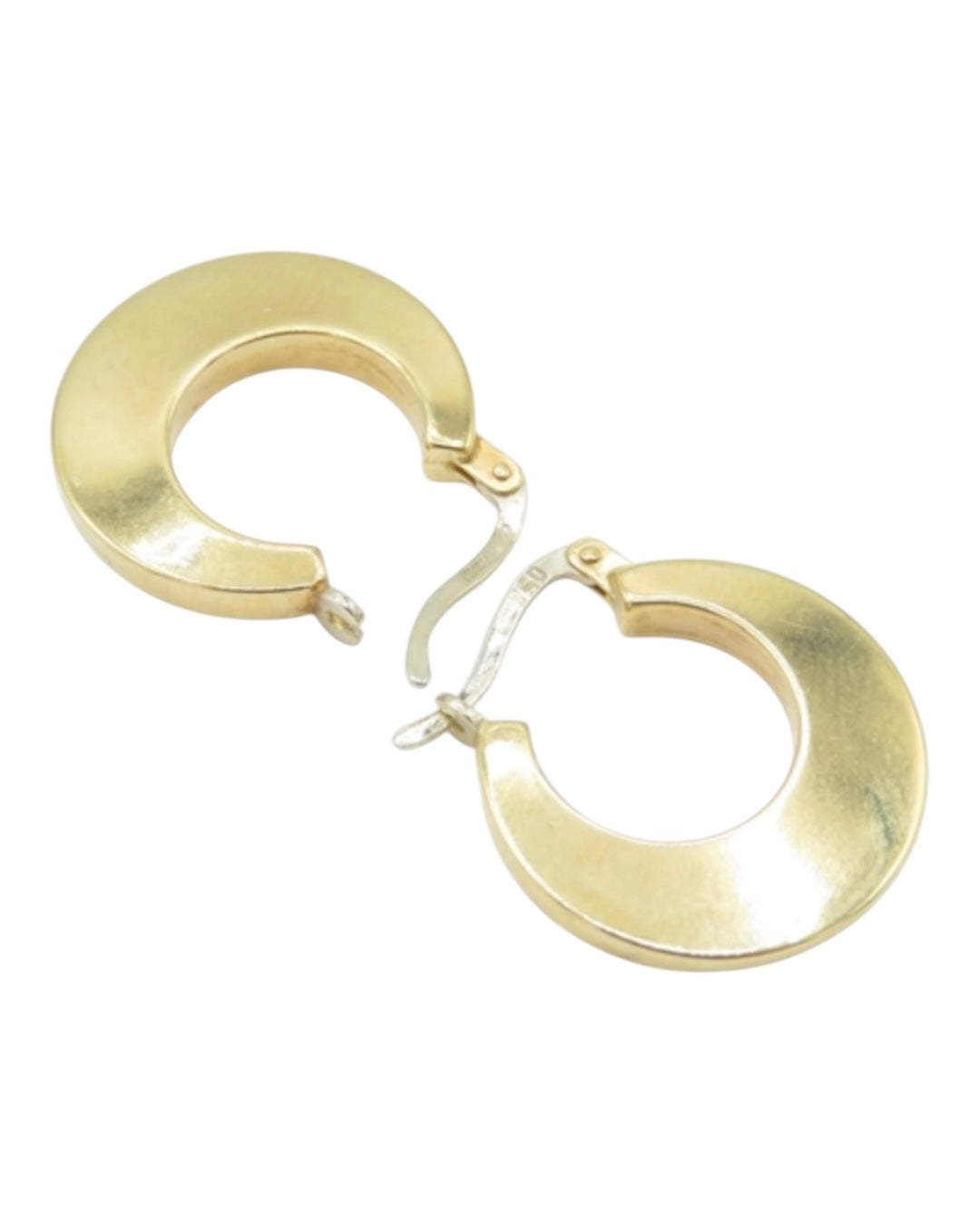 Vintage 18CT Gold Crescent Hoop Earrings