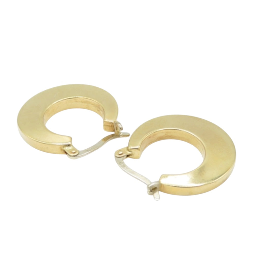 Vintage 18CT Gold Crescent Hoop Earrings