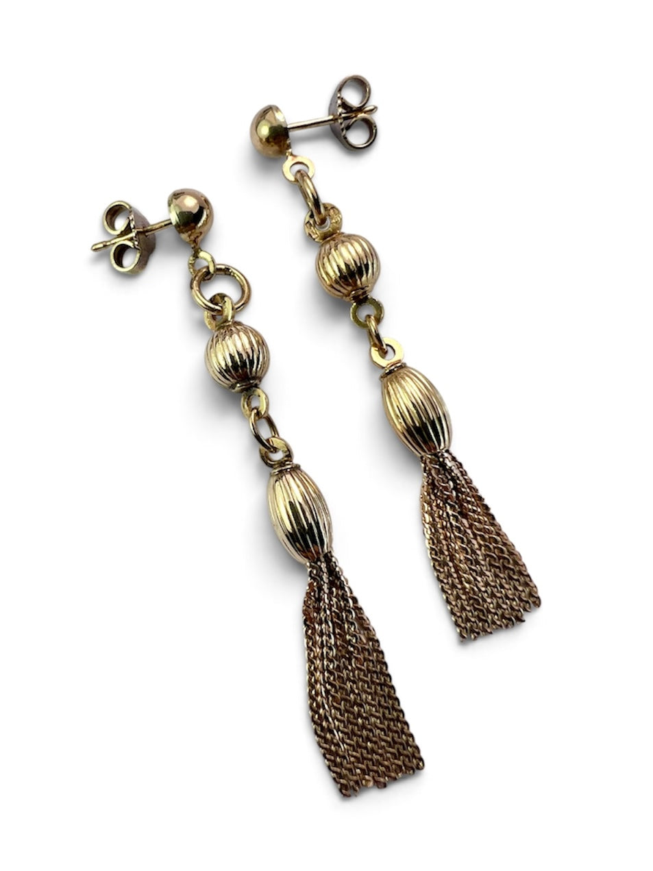 Long Vintage 9CT Gold Chain Tassel Earrings
