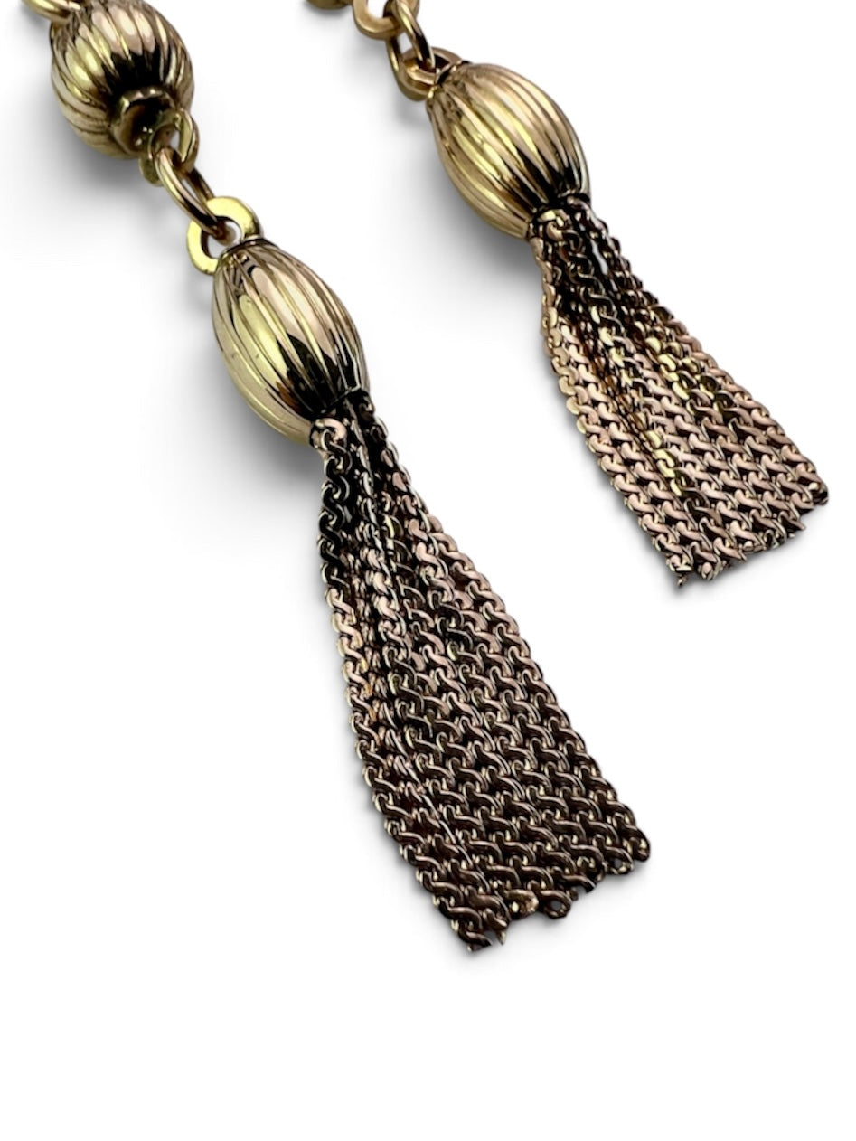 Long Vintage 9CT Gold Chain Tassel Earrings
