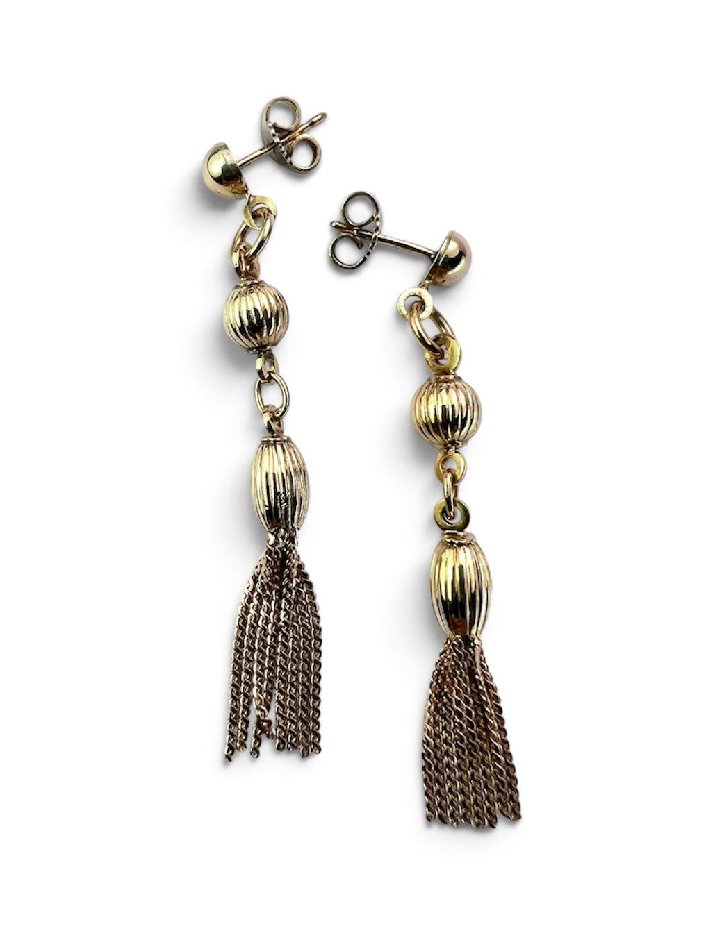 Long Vintage 9CT Gold Chain Tassel Earrings