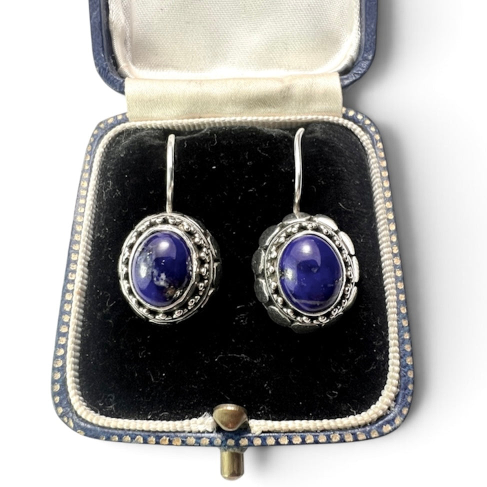 Vintage Lapis Lazuli Sterling Silver Earrings