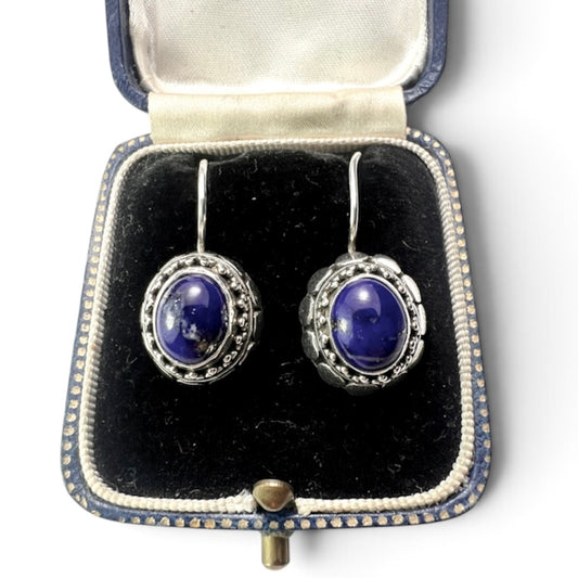 Vintage Lapis Lazuli Sterling Silver Earrings