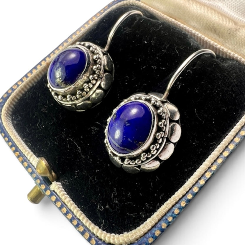 Vintage Lapis Lazuli Sterling Silver Earrings