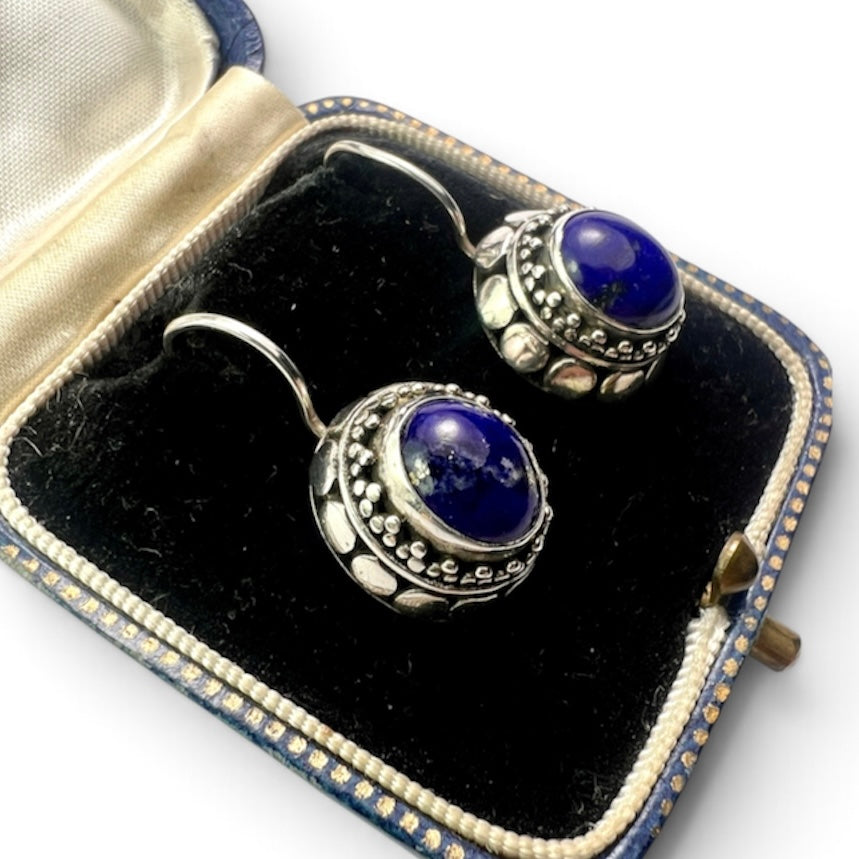 Vintage Lapis Lazuli Sterling Silver Earrings