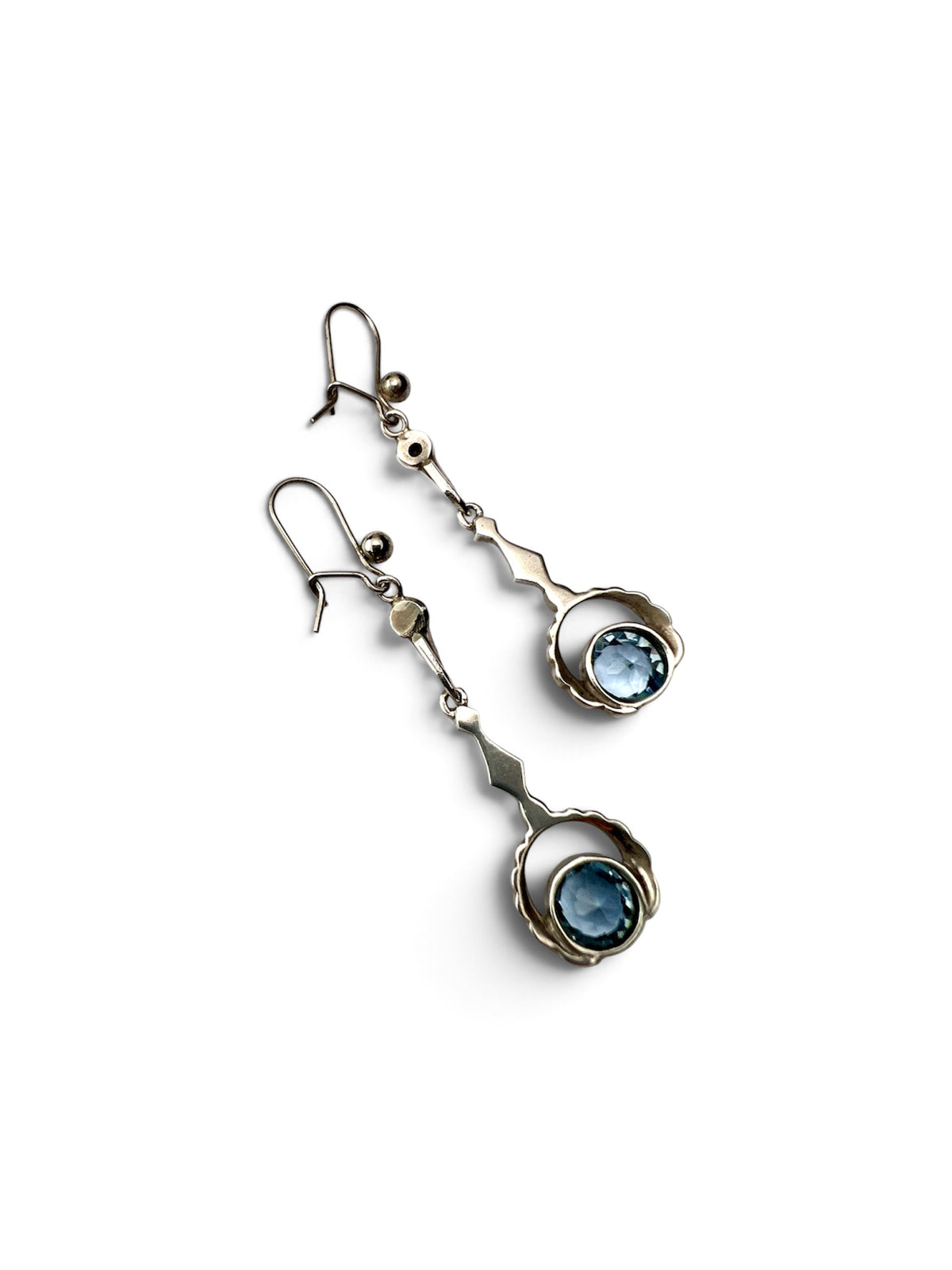 Edwardian Silver Topaz Paste Marcasite Earrings