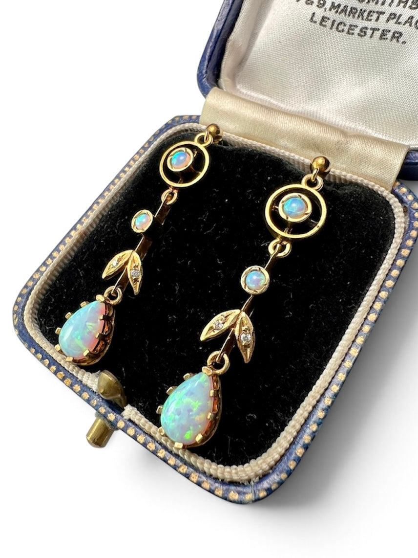 Vintage Edwardian Style Opal Drop Earrings