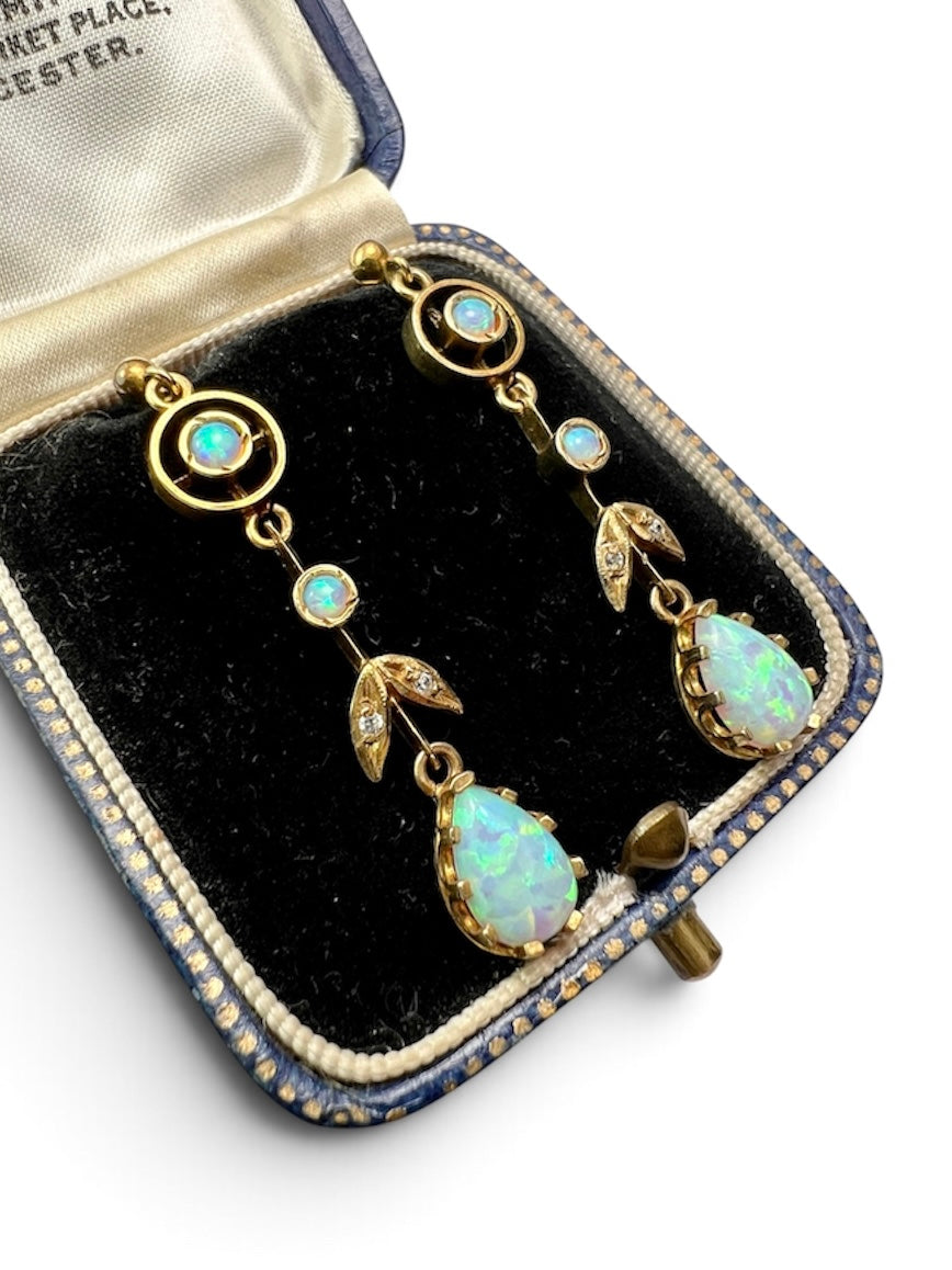 Vintage Edwardian Style Opal Drop Earrings