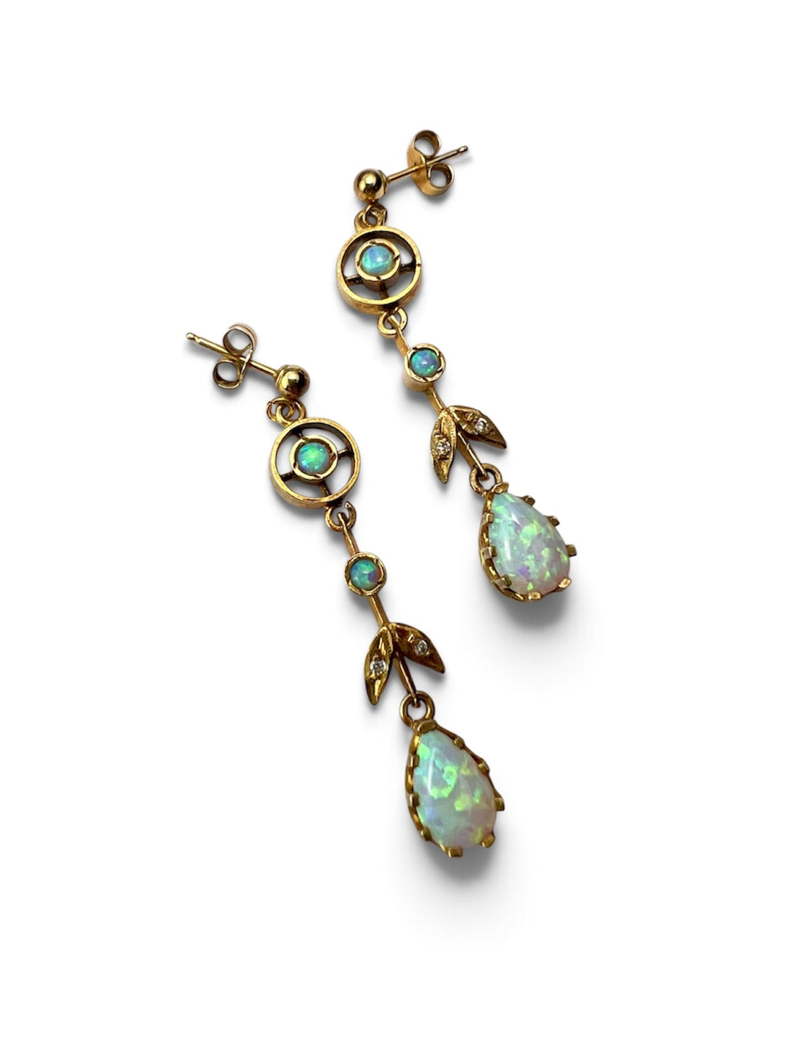 Vintage Edwardian Style Opal Drop Earrings