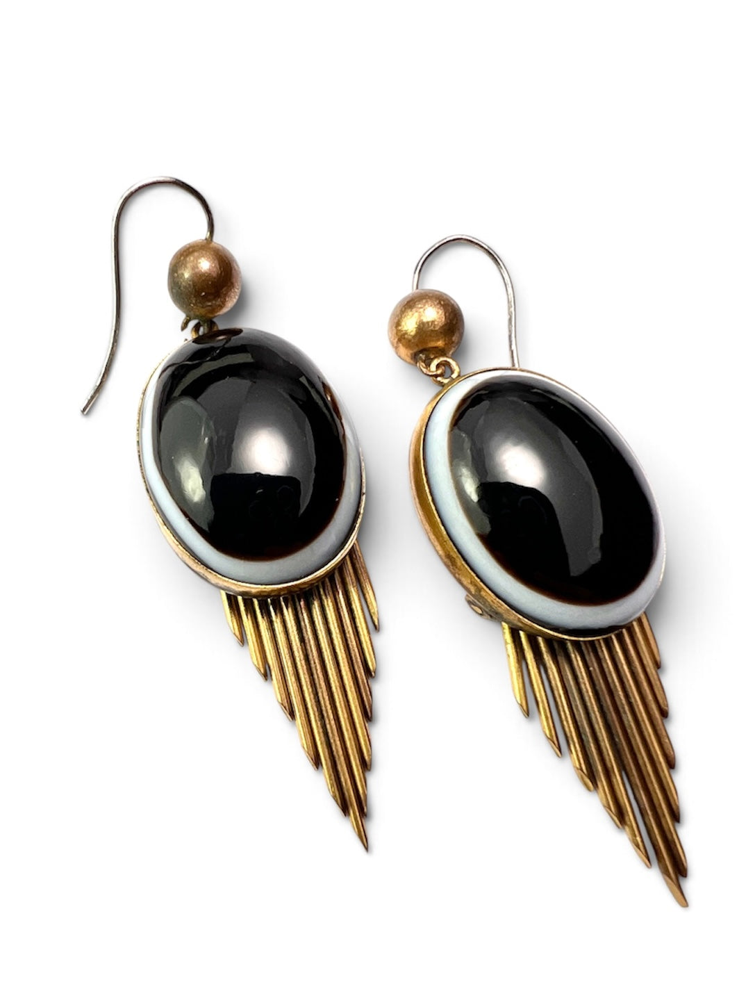 Victorian Bullseye Agate Fringe Earrings