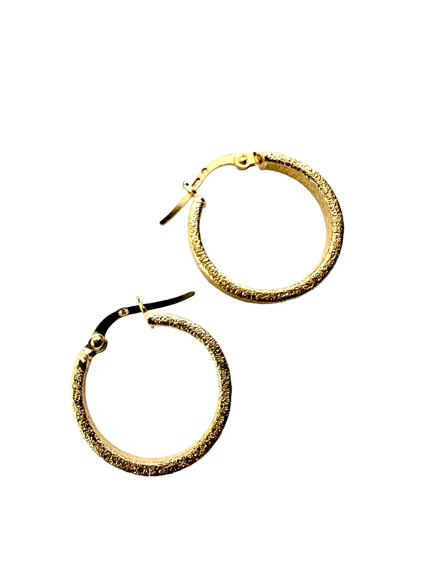 Vintage 9CT Gold Matte Textured Latch Hoop Earrings