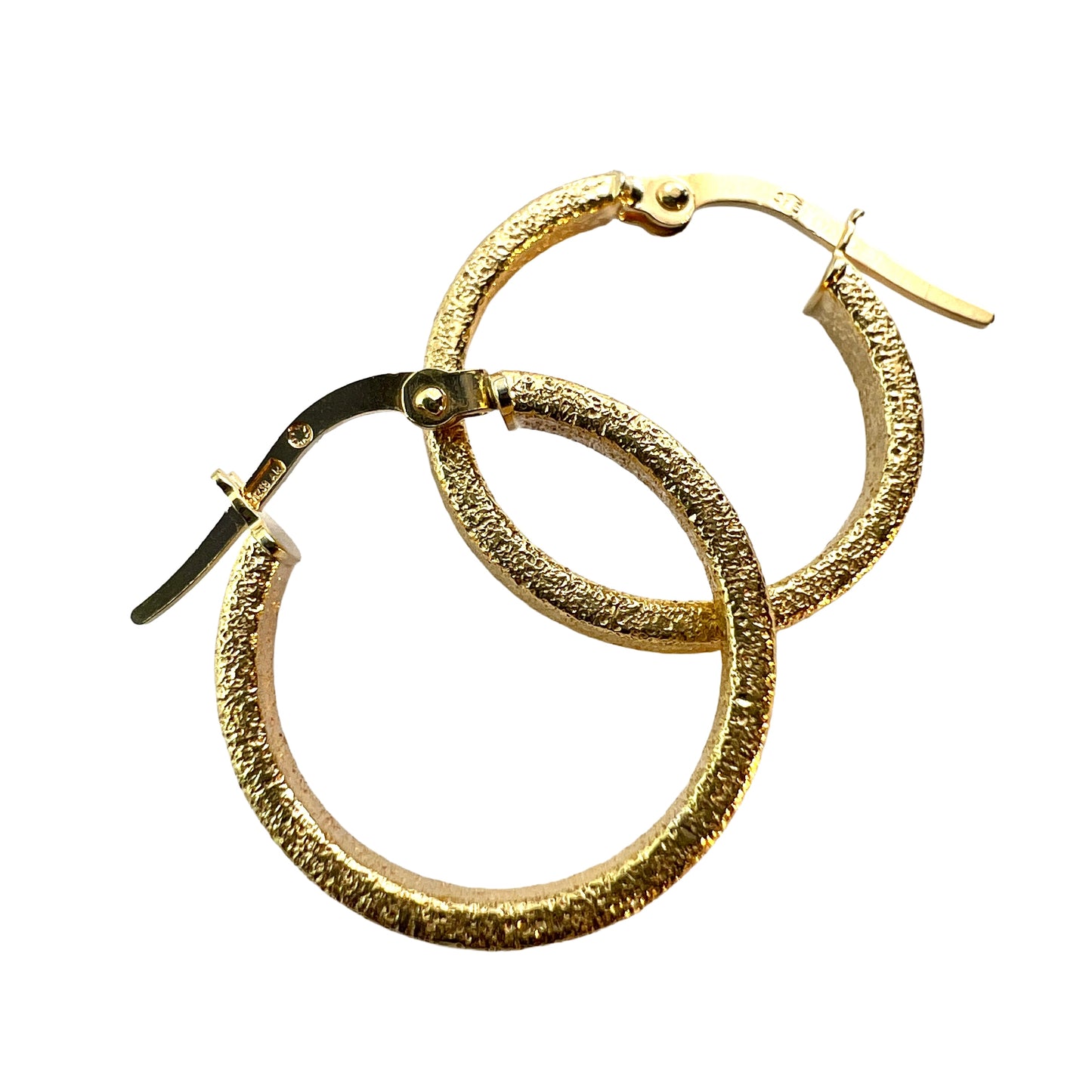 Vintage 9CT Gold Matte Textured Latch Hoop Earrings
