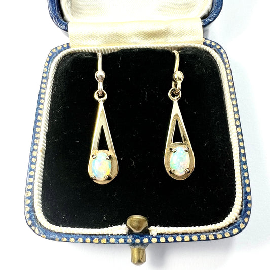 Vintage 9CT Gold Opal Teardrop Earrings