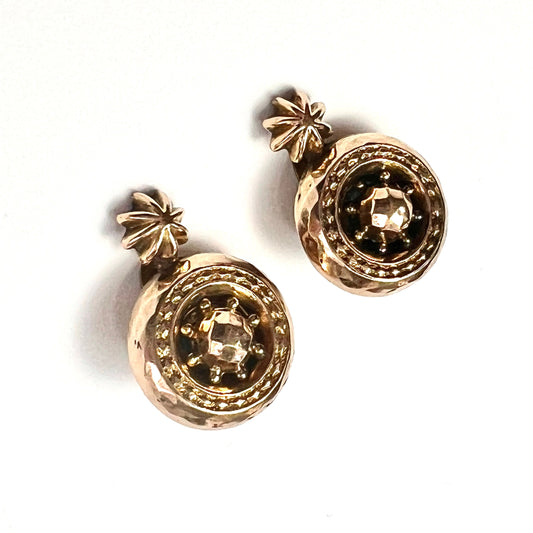 Victorian Gold-Cased Star Target Ear Clips