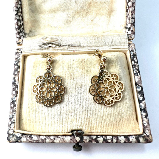 Vintage 9CT Gold Floral Mandala Earrings