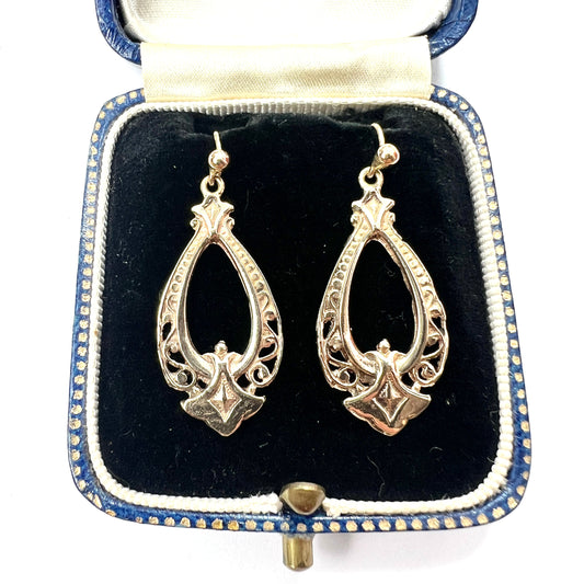 Vintage Victorian Style 9CT Gold Decorative Drop Earrings