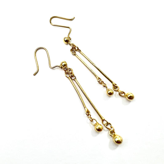 Vintage Gold Double Bar Drop Earrings